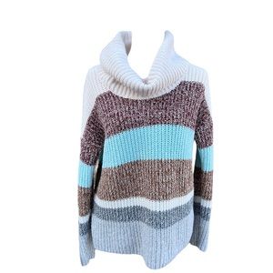Land’s End Chunky Turtleneck Striped Sweater